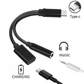 Adaptor audio de încărcare USB-C tip C la jack auxiliar de 3,5 mm Adaptor splitter 2 în 1 pentru Huawei pentru Xiaomi pentru tablete de telefon Samsung