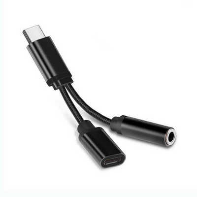 Adaptor audio de încărcare USB-C tip C la jack auxiliar de 3,5 mm Adaptor splitter 2 în 1 pentru Huawei pentru Xiaomi pentru tablete de telefon Samsung