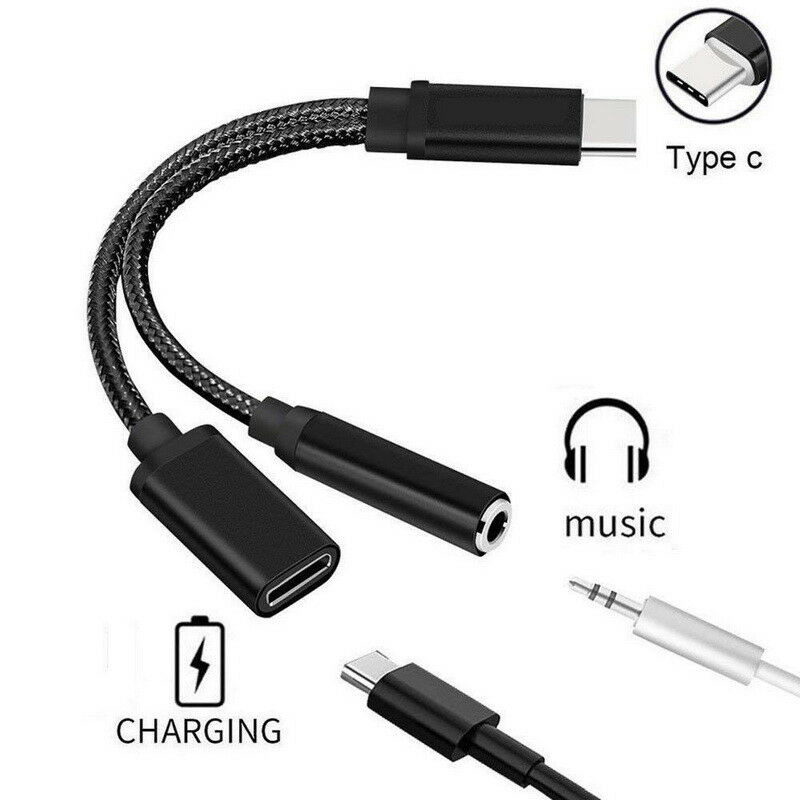 USB-C Type C – 3,5 mm Aux Jack töltő audioadapter 2 az 1-ben elosztó adapter Huaweihez Xiaomihoz Samsung telefon táblagéphez