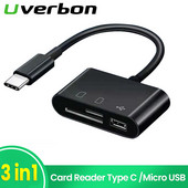 Cititor de carduri USB tip C 3 în 1 Adaptor multi OTG Cititor de carduri de memorie SD TF Conector USB Transfer de date Disc Flash Drive