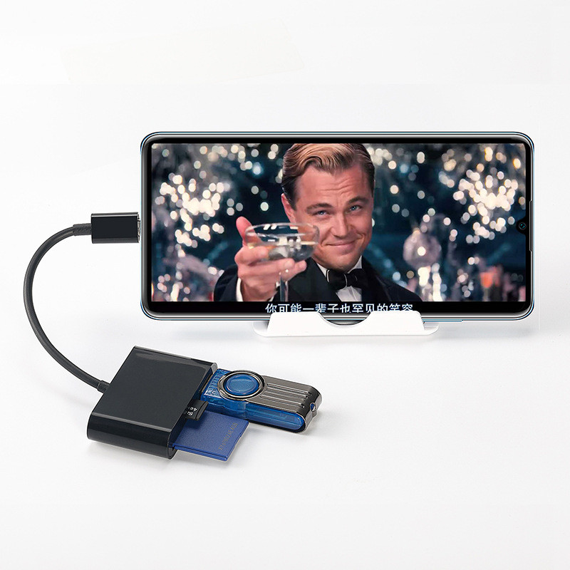 C típusú USB kártyaolvasó 3 az 1-ben több OTG adapter SD TF memóriakártya olvasó USB csatlakozó adatátviteli flash meghajtó lemez