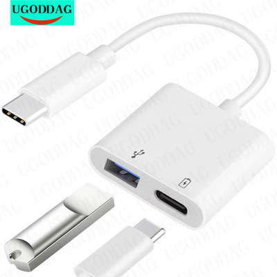 Τύπος C OTG Adapter 2 σε 1 USB C σε USB Female με 60W PD Charging Adapter Port For Google Pixel 4XL Google Chromecast Google TV