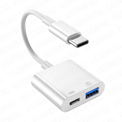 Тип C OTG адаптер 2 в 1 USB C към USB женски с 60W PD адаптер за порт за зареждане за Google Pixel 4XL Google Chromecast Google TV