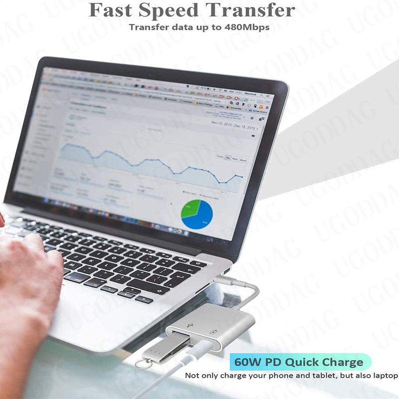 C típusú OTG-adapter 2 az 1-ben USB C-USB csatlakozó 60 W-os PD töltőport adapterrel Google Pixel 4XL Google Chromecast Google TV-hez