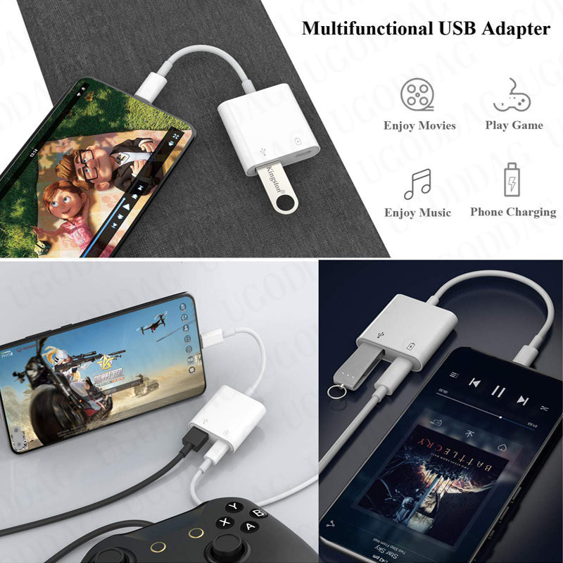 C típusú OTG-adapter 2 az 1-ben USB C-USB csatlakozó 60 W-os PD töltőport adapterrel Google Pixel 4XL Google Chromecast Google TV-hez