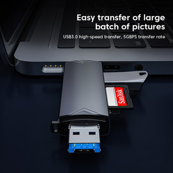 Olaf 6 σε 1 OTG Card Reader USB3.0 to Type C Drive Flash Adapter Micro USB Smart Card Memory Reader TF Camera Mini SD Cardreader