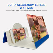 Szuper tiszta mobiltelefon-erősítő 5D effektus, nagy felbontású, nagy képernyő asztali tartóval, nagyítós összecsukható filmes játékhoz