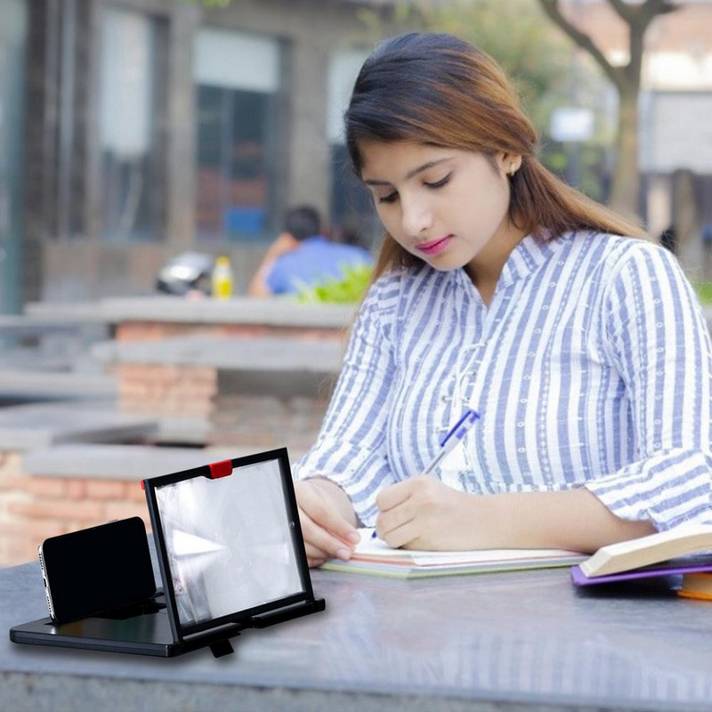 10/12 hüvelykes 3D telefon képernyő-nagyító Nagy felbontású, könnyen összecsukható erősítő Filmjáték Nagyító összecsukható telefon asztali tartó