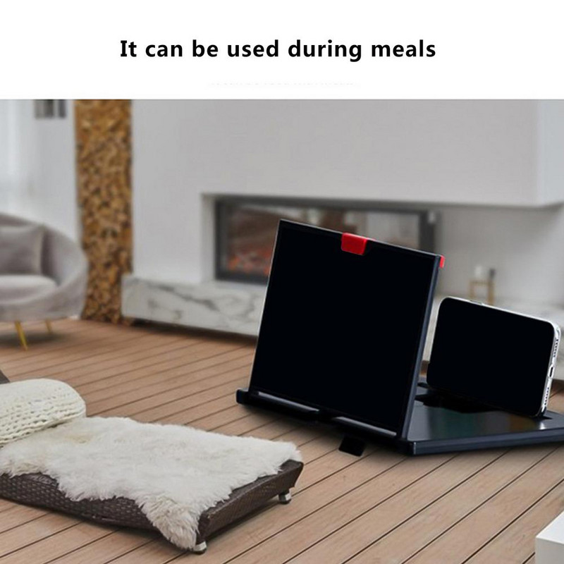 10/12 hüvelykes 3D telefon képernyő-nagyító Nagy felbontású, könnyen összecsukható erősítő Filmjáték Nagyító összecsukható telefon asztali tartó