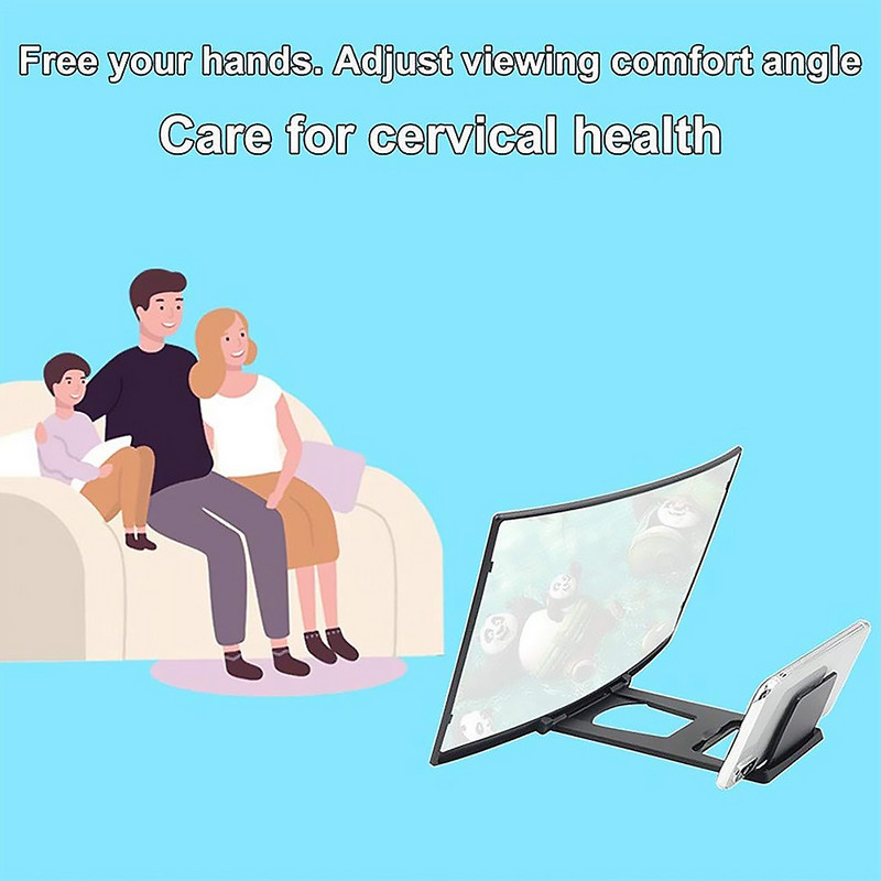 12 hüvelykes projektor mobiltelefonhoz hajlított képernyős nagyító HD 3D videó nagyító állvány univerzális konzol összecsukható állvány