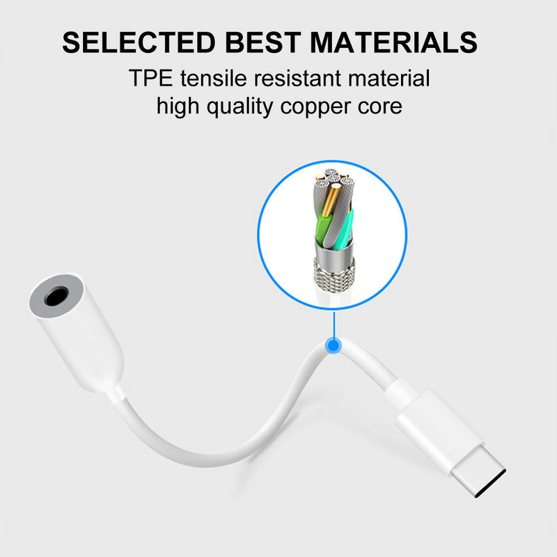 C tipo iki 3,5 mm lizdo AUX adapteris USB-C 3 5 skaitmeninis garso kabelis Ausinių ausinės OTG didelio dekodavimo greičio jungtis, skirta Samsung