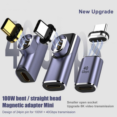 USB4.0 PD 100 W gyors C típusú mágneses töltőadapter 40 Gbps töltőmágnes USB C-C típusú konverter 24 tűs 8K@60Hz USB-C kábel