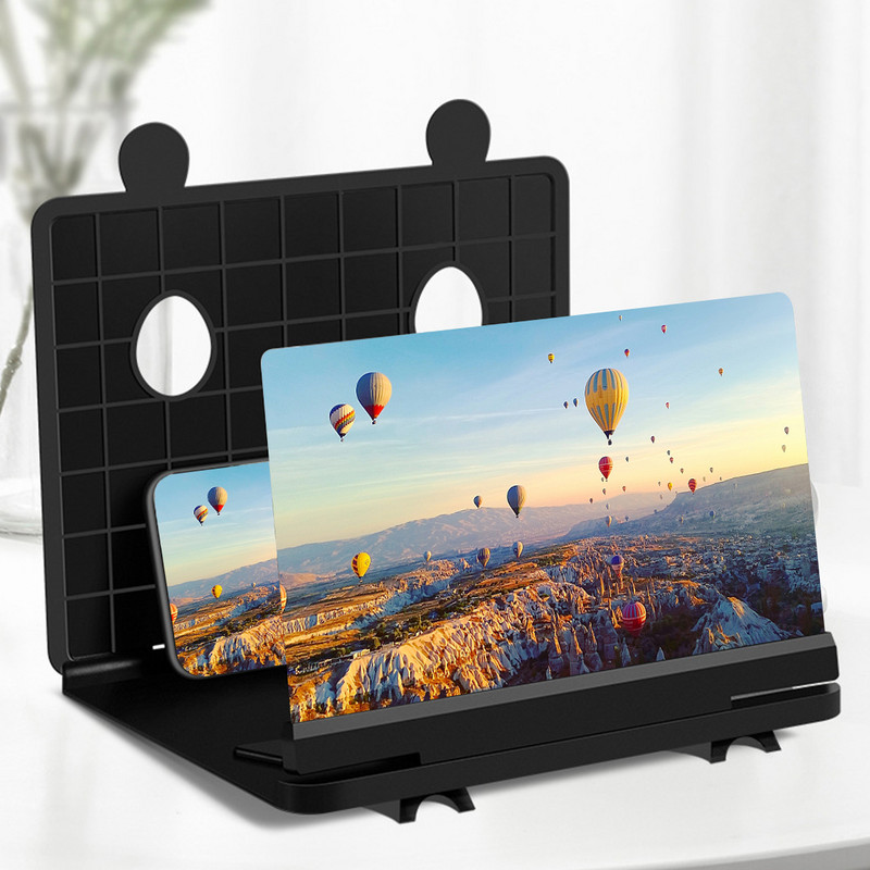 10 hüvelykes 3D mobiltelefon képernyő-nagyító 5 állítható szögű képernyő nagyító, nagy felbontású okostelefon nagyító állvány