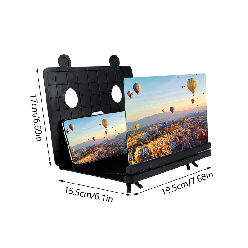 10 hüvelykes 3D mobiltelefon képernyő-nagyító 5 állítható szögű képernyő nagyító, nagy felbontású okostelefon nagyító állvány