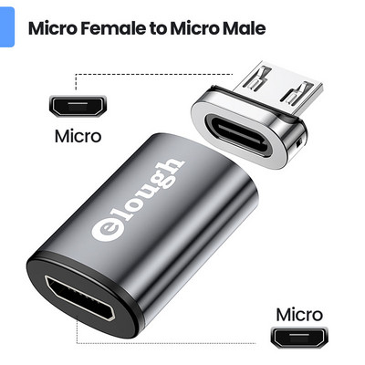 Adaptor magnetic Elough OTG pentru iPhone 13 Xiaomi Macbook USB tip C Micro la Micro tip C Iluminare Transfer de date Convertor OTG