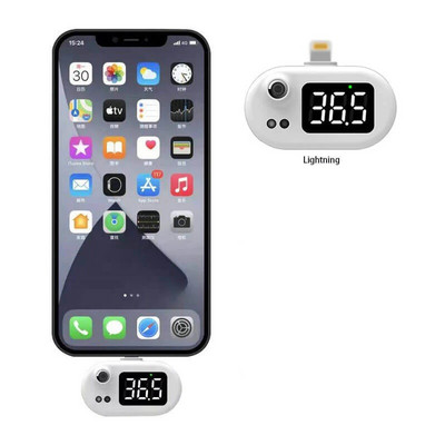 Termometru portabil pentru mini telefon mobil Contor cu infraroșu Temperatură digitală fără contact Interfață USB pentru iOS iPhone Tip C Andriod