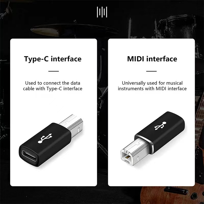USB-típus C-USB B-adapter aljzat-dugó csatlakozó lapolvasó nyomtatóhoz adatátviteli MIDI konverter elektromos zongora orgonához