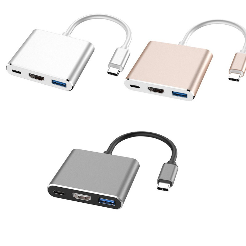 C típusú HUB USB C HDMI-kompatibilis elosztó USB-C 3 IN 1 4K HDMI USB 3.0 PD gyorstöltő intelligens adapter MacBook Dellhez