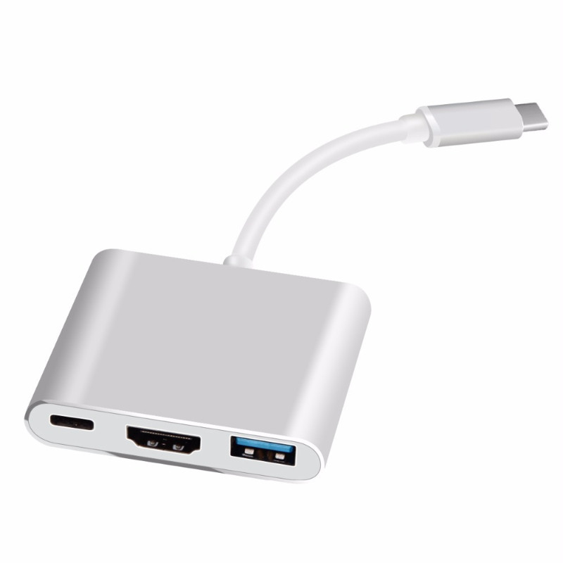 C típusú HUB USB C HDMI-kompatibilis elosztó USB-C 3 IN 1 4K HDMI USB 3.0 PD gyorstöltő intelligens adapter MacBook Dellhez
