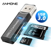 ANMONE Cititor de carduri USB 3.0 2 în 1 Micro SD TF Card Memorie Adaptor pentru unitatea flash de mare viteză Scriitor cu mai multe carduri Accesorii pentru laptop
