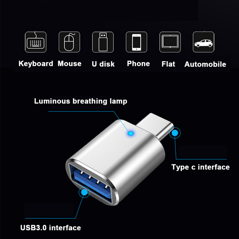 C típusú USB-USB 3.0 OTG-adapter Type-C dugaszoló-USB 3.0-csatlakozó USB C-adapter Macbook Pro Xiaomi Huawei Samsunghoz
