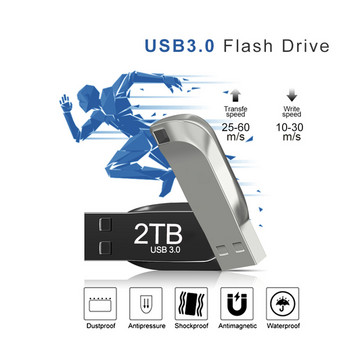 Metal Pendrive 2TB USB 3.0 Αναβαθμισμένο Υψηλής Ταχύτητας 1TB 512GB Αδιάβροχη μνήμη Αποθήκευση USB Flash Disk TYPE C Προσαρμογέας για κάμερα υπολογιστή