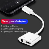 Adaptor audio cu iluminare duală pentru IPhone XS MAX XR X 8 Plus 3,5 mm Jack de încărcare căști Splitter Aux 2 în 1 pentru IOS 11 12