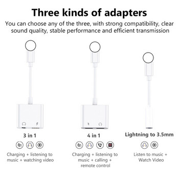 Аудио адаптер с двойно осветление за IPhone XS MAX XR X 8 Plus 3,5 мм жак за зареждане на слушалки Aux 2 в 1 сплитер за IOS 11 12