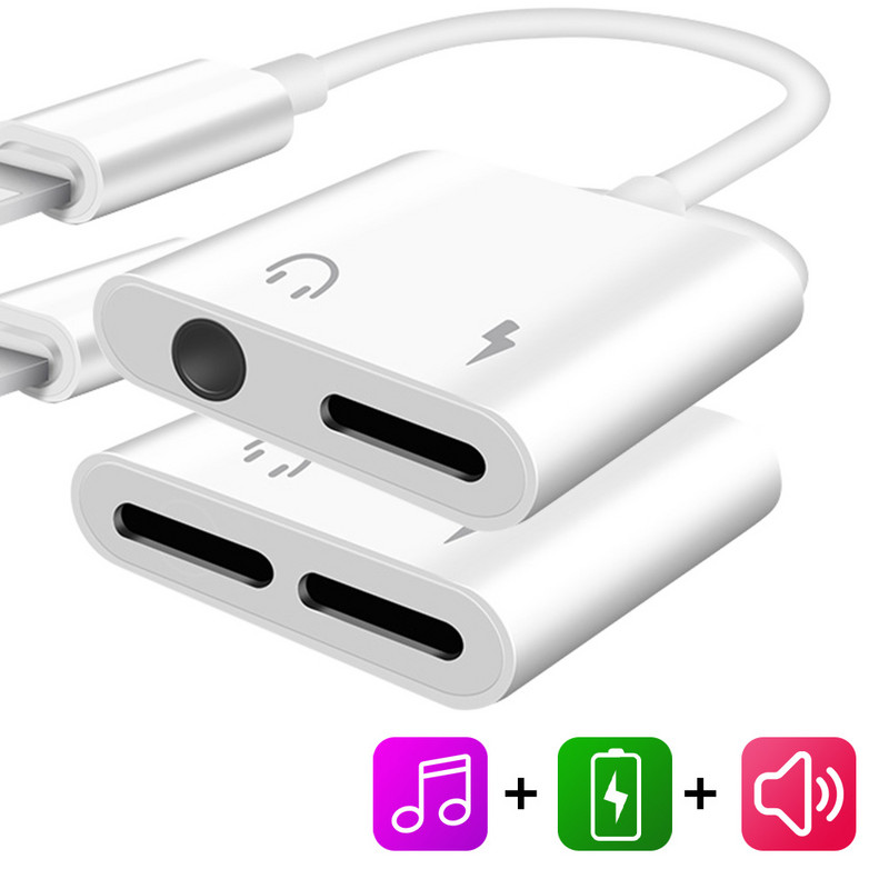 Kettős megvilágítású audioadapter iPhone XS MAX XR X 8 Plus 3,5 mm-es jack fülhallgató töltőhöz Aux 2 az 1-ben elosztó IOS 11 12 készülékhez