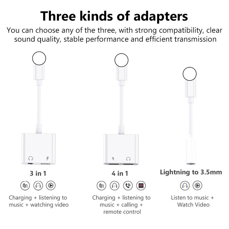 Kettős megvilágítású audioadapter iPhone XS MAX XR X 8 Plus 3,5 mm-es jack fülhallgató töltőhöz Aux 2 az 1-ben elosztó IOS 11 12 készülékhez