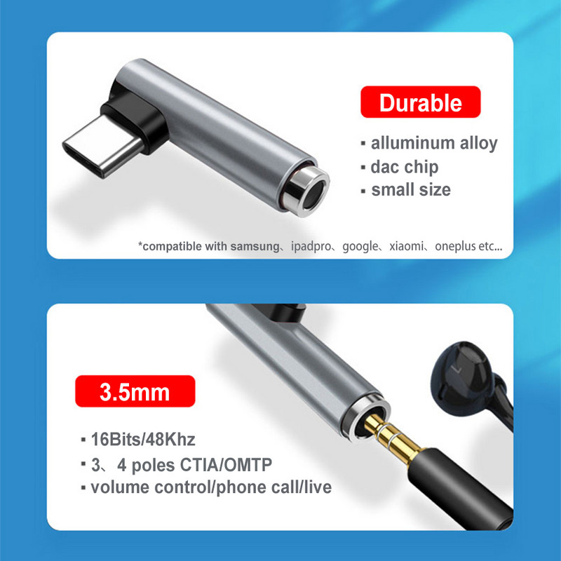 C típusú USB audioadapter USB C 3,5 mm-es jack fejhallgató átalakító Samsung Galaxy S22 Ultra M52 M53 S20 Fe Google Pixel 7 Pro készülékhez