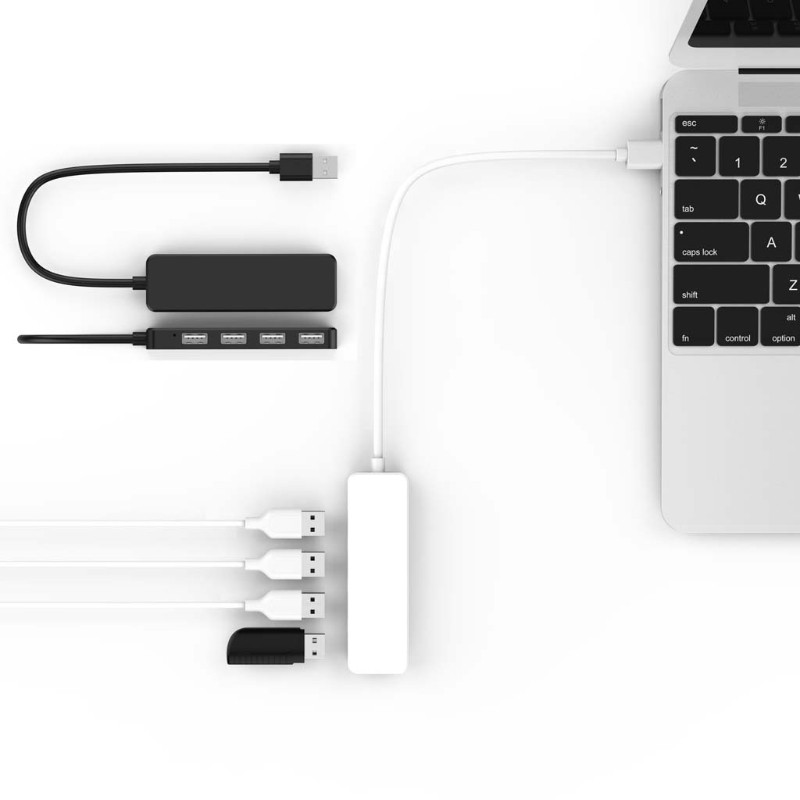 USB 2.0 4 portos hub bővítő elosztó adapter laptop számítógép töltőhöz