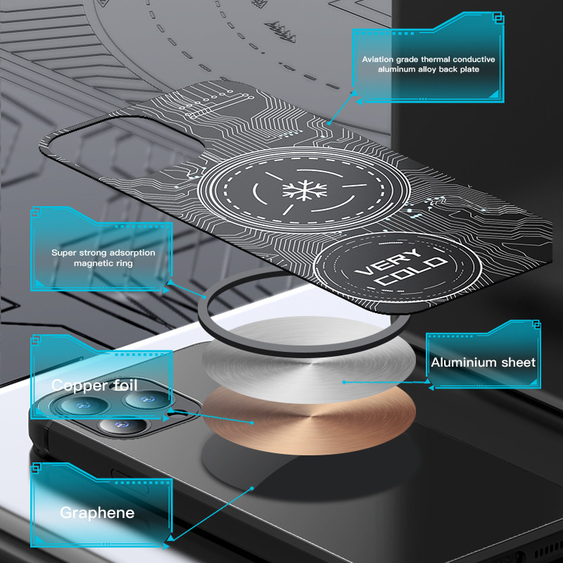 iPhone 13/13 Pro/13 Pro Max mágneses hűtőkhöz Játéktartozékok Összes alumínium ötvözet telefon hűtőborda tok Expend leesésgátló