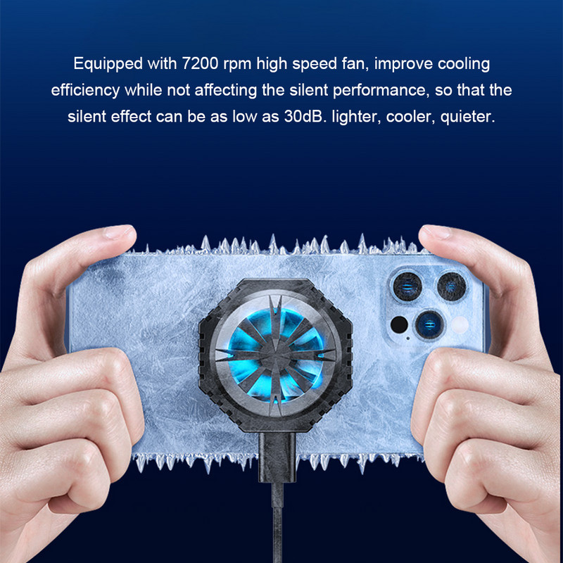 Telefon hűtőventilátor 7200 ford./perc Nagy teljesítményű mágneses hűtő könnyű szívó félvezető hűtő néma játék hűtőborda Xiaomihoz