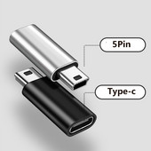 Adaptor mini USB la tip C 5 pini mascul Mini USB la femela Conector de transfer de date USB tip C pentru camera GoPro MP3 PC Conventer