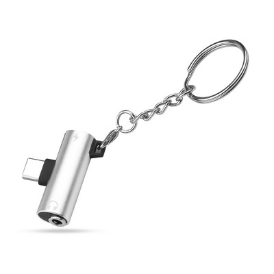 Convertor USB tip C 2 în 1 la Adaptor jack auxiliar de 3,5 mm Adaptor extensie de încărcare USB C pentru Xiaomi Mi 8 A2 Lite cu lanț de chei