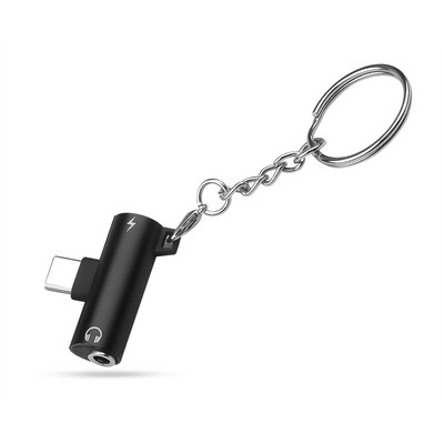 Convertor USB tip C 2 în 1 la Adaptor jack auxiliar de 3,5 mm Adaptor extensie de încărcare USB C pentru Xiaomi Mi 8 A2 Lite cu lanț de chei
