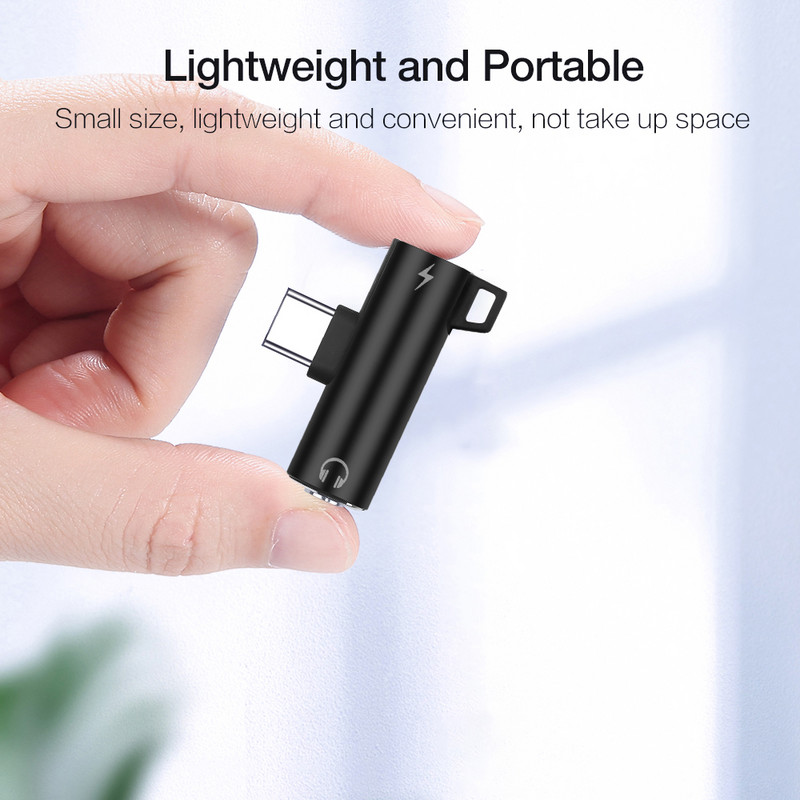 2 az 1-ben C típusú USB konverter 3,5 mm-es Aux Jack adapter USB C töltőbővítő adapter Xiaomi Mi 8 A2 Lite készülékhez kulcstartóval