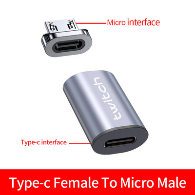 Adaptor magnetic Twitch USB tip C pentru iPhone X Samsung Xiaomi Adaptor magnetic USB C tip C mamă la conector micro USB masculin