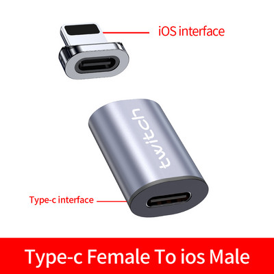 Adaptor magnetic Twitch USB tip C pentru iPhone X Samsung Xiaomi Adaptor magnetic USB C tip C mamă la conector micro USB masculin