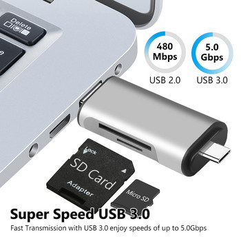 Αναγνώστης καρτών 3 σε 1 τύπου C SDHC SD TF MicroSD Card Reader Προσαρμογέας Micro USB OTG για Macbook Για Τηλέφωνο υπολογιστή Huawei Xiaomi Android