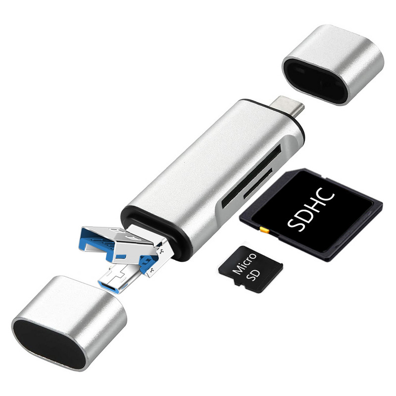 3 az 1-ben C típusú kártyaolvasó SDHC SD TF MicroSD kártyaolvasó Micro USB OTG adapter Macbookhoz Huawei Xiaomi Android Phone PC-hez