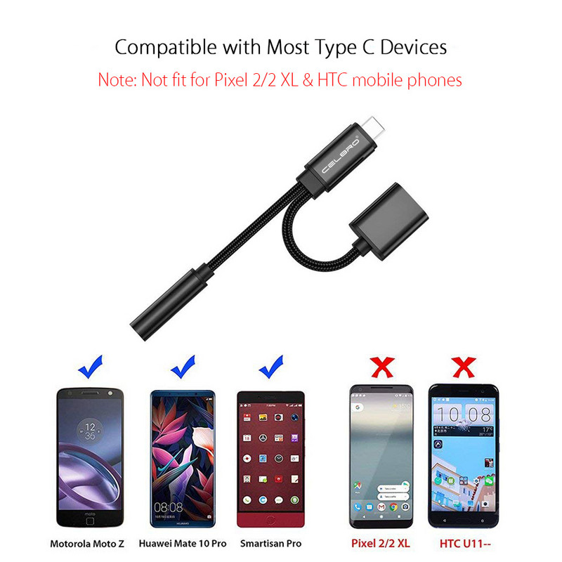 C típusú USB-3,5 mm-es fejhallgató-csatlakozó adapter töltőkábel Xiaomi Mi Mix 3 8 Mi8 Pro/SE 3,5 jack fülhallgató átalakító USB-kábelhez