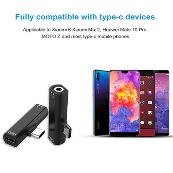 Προσαρμογέας ήχου Mini 2 σε 1 Τύπου C σε Jack 3,5 mm για Macbook Pro Μετατροπέας φόρτισης ακουστικών Xiaomi Oneplus Huawei Poco