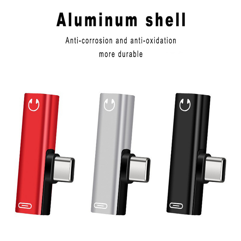Mini 2 az 1-ben C típusú – 3,5 mm-es Jack fülhallgató audioadapter Macbook Pro Xiaomi Oneplus Huawei Poco fejhallgató-töltő átalakítóhoz
