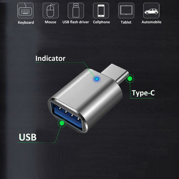 Προσαρμογέας LED OTG Τύπος C σε USB3.0 Υποδοχή για Samsung Xiaomi Huawei POCO Καλώδιο δεδομένων Μετατροπέας USB C από άνδρα σε γυναίκα