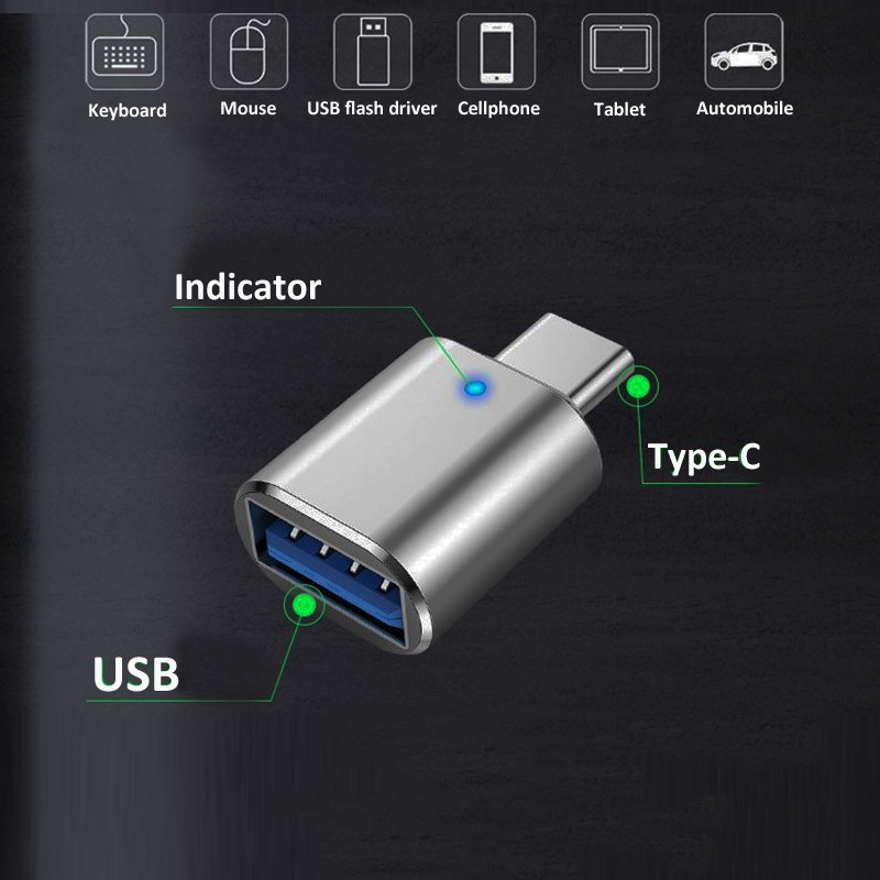 C típusú LED OTG adapter USB 3.0 csatlakozóhoz Samsung Xiaomi Huawei POCO adatkábel dugasz-alj átalakító USB C adapterekhez