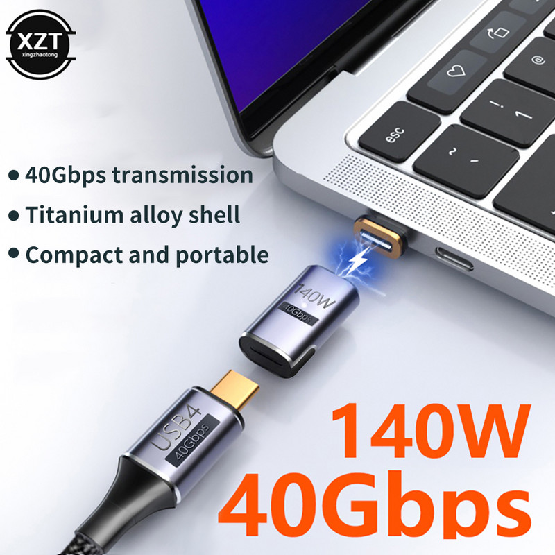 140 W-os mágneses USB 4.0 Type-C OTG adapter 40 Gbps titánötvözet gyorstöltő USB-C 8K 120HZ átalakító mágneses adapter