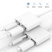 Pentru iluminare la jack de 3,5 mm, splitter adaptor încărcător pentru iPhone 12 11 Pro Max 12Mini SE 2 XS XR X 8 + conector dublu pentru Apple