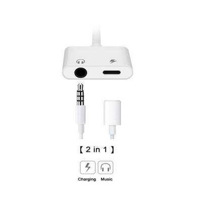 Pentru iluminare la jack de 3,5 mm, splitter adaptor încărcător pentru iPhone 12 11 Pro Max 12Mini SE 2 XS XR X 8 + conector dublu pentru Apple